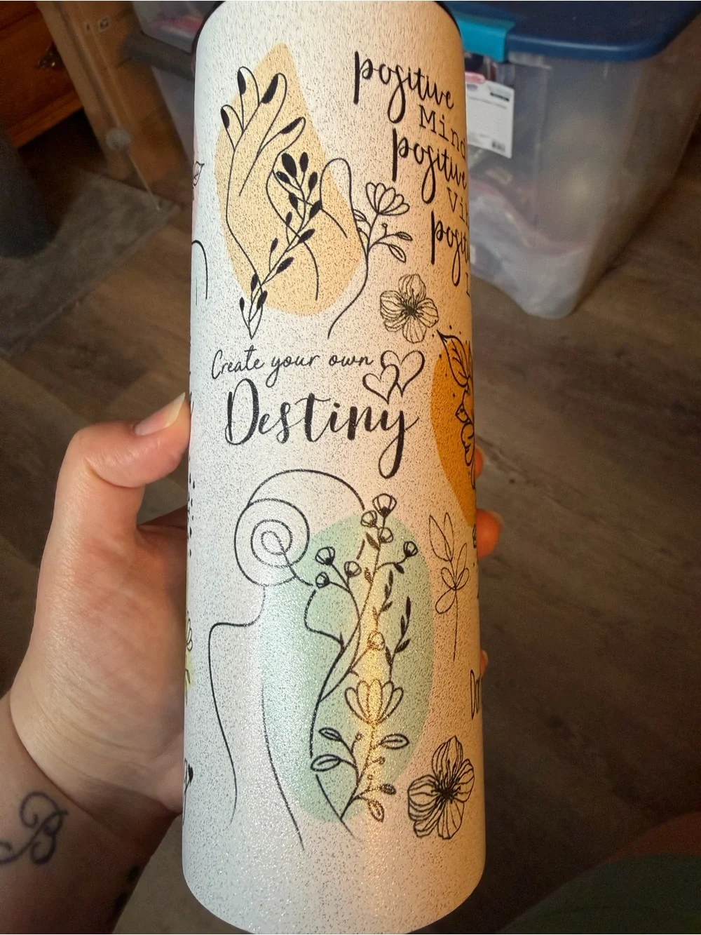 Inspirational Butterfly Glitter Tumbler - White & Glittery w/ Matte Finish